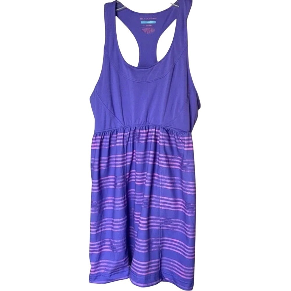 Purple with Pink Stripes Flowy Yoga Tank, XS